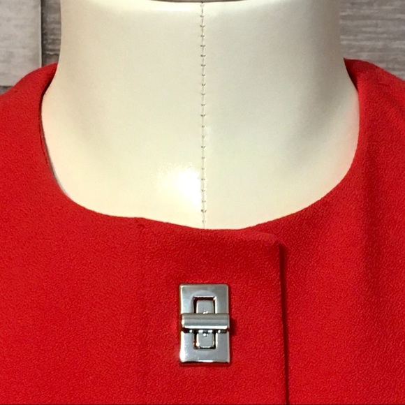 ZARA tailored holiday red brass turnlock blazer size S - Picture 5 of 10